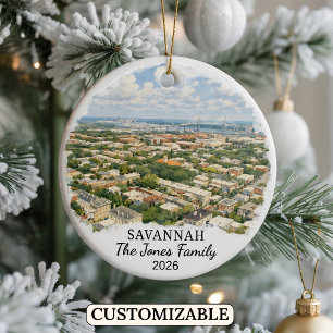 Personalised Savannah Ornament, Custom Georgia Ceramic Ornament