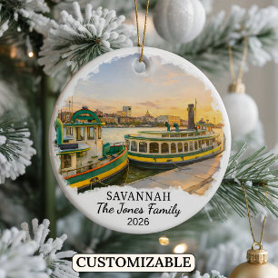 Personalised Savannah Ornament, Custom Georgia Ceramic Ornament