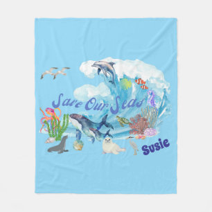Personalised Save our Seas Fleece Blanket