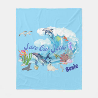 Personalised Save our Seas Fleece Blanket