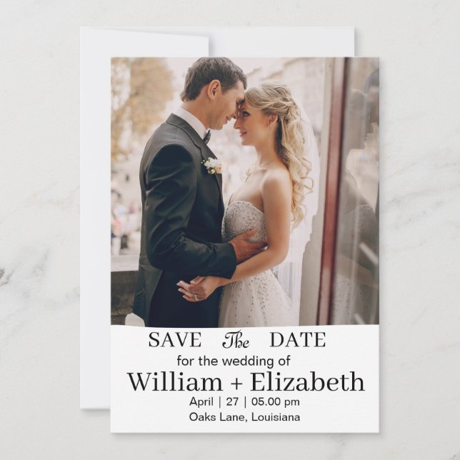 Personalised Save the Date Card with Photo (Front)