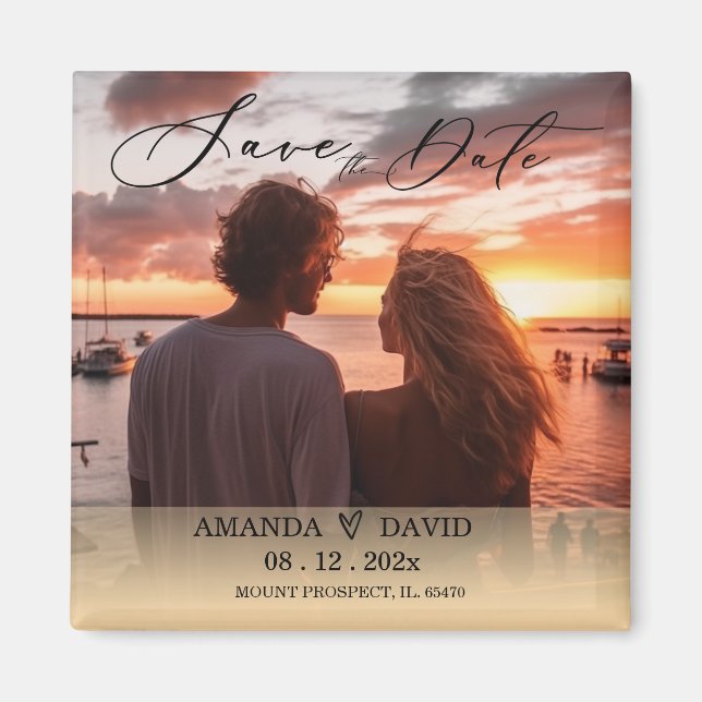 Personalised Save the Date Destination Wedding Magnet (Front)