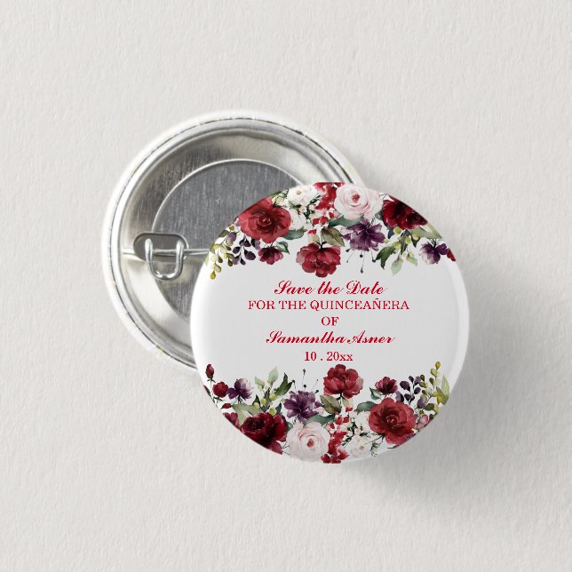 Personalised  Save the date magnets for Quinceaner 3 Cm Round Badge (Front & Back)