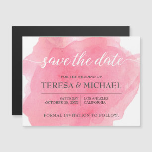 Personalised Save the date, Pink wedding script Magnetic Invitation