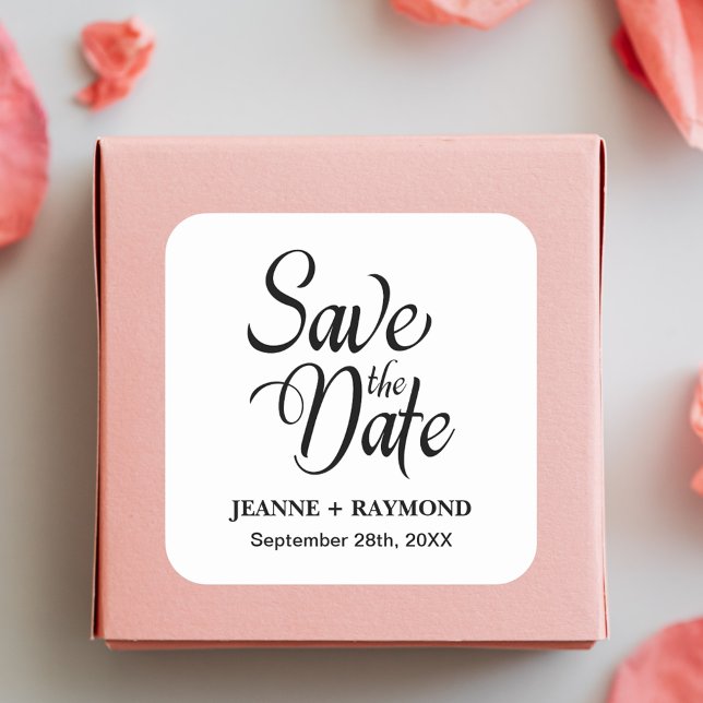 Personalised Save The Date Wedding Announcement Square Sticker (Creator Uploaded)