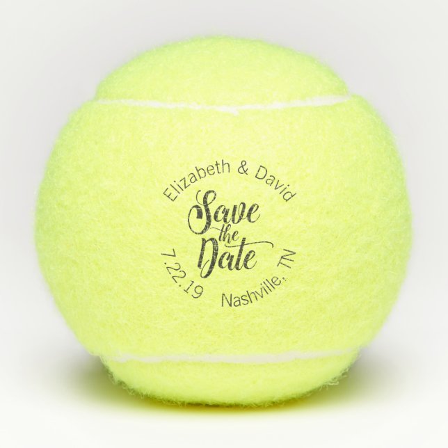 Personalised Save the Date Wedding Tennis Balls (Front)