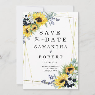 Personalised Save the Date with Sunflowers Invitation