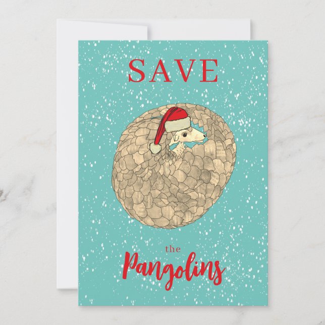 Personalised Save the Pangolin Christmas Holiday Card (Front)