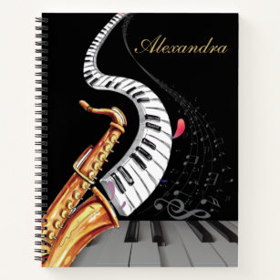 Personalised Saxophone Piano Music Note Notebook