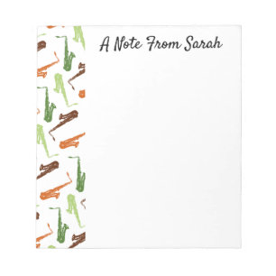 Personalised Saxophone Player Gift Music Themed Notepad