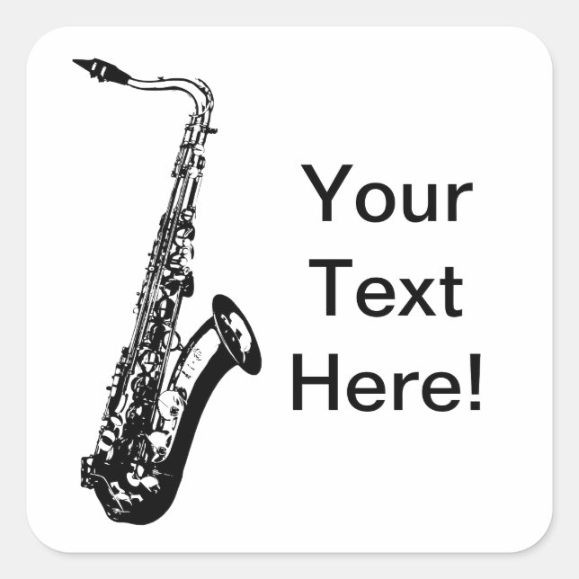 Personalised Saxophone Square Sticker (Front)