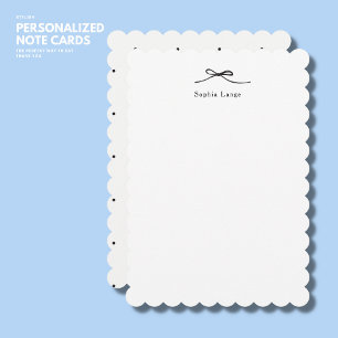 Personalised Scallop Edge Note Card with Bow