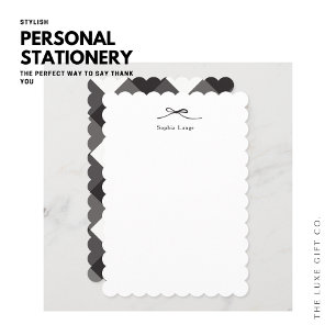 Personalised Scallop Edge Note Card with Bow