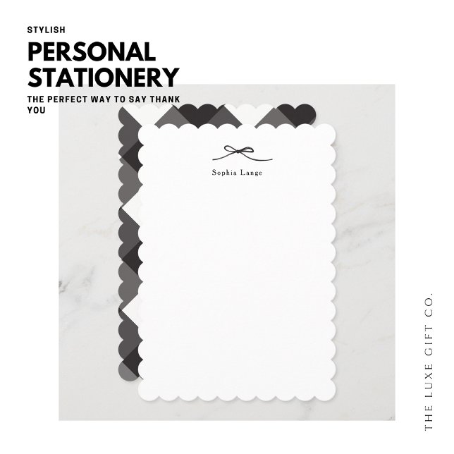 Personalised Scallop Edge Note Card with Bow (Creator Uploaded)