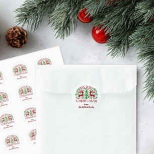 Personalised Scandinavian Merry Christmas Classic Round Sticker
