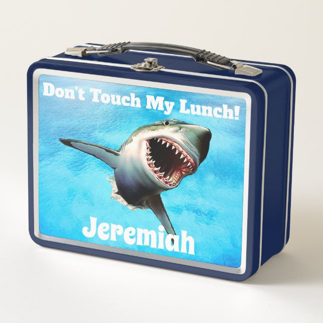 Personalised Scary Shark Teeth Metal Lunch Box (Front)