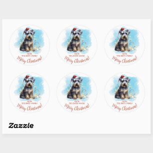Personalised Schnauzer Christmas Classic Round Sticker