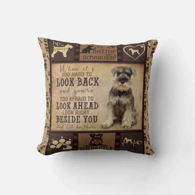 Personalised Schnauzer Dog Blanket Gift, Pet Owner Cushion (Front)