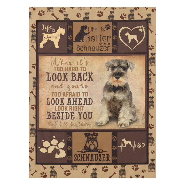 Personalised Schnauzer Dog Blanket Gift, Pet Owner Tablecloth (Front)