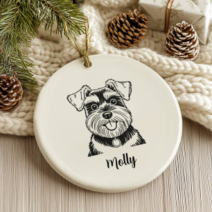 Personalised Schnauzer Dog Christmas Ceramic Ornament