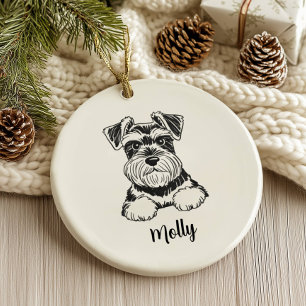 Personalised Schnauzer Dog Christmas Ceramic Ornament