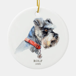 Personalised Schnauzer Illustration Dog Pet Custom Ceramic Ornament
