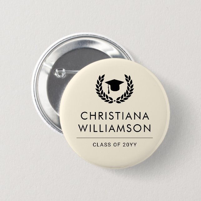 Personalised School and College Graduation Elegant 6 Cm Round Badge (Front & Back)