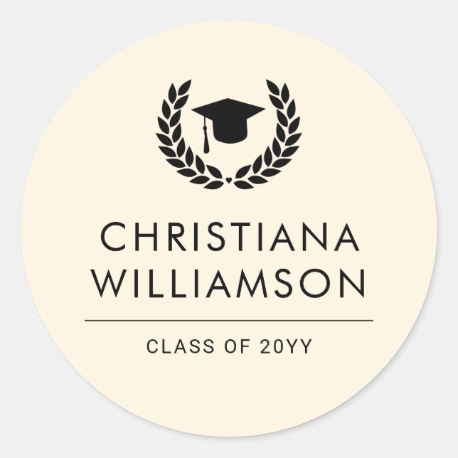 Personalised School and College Graduation Elegant Classic Round Sticker (Front)