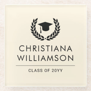 Personalised School and College Graduation Elegant Glass Coaster