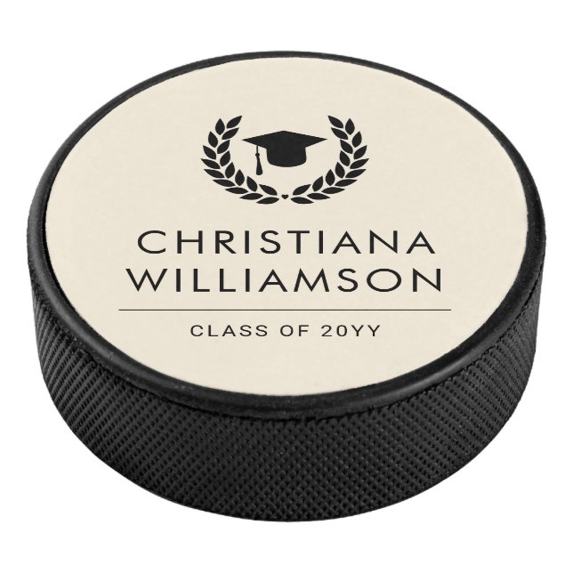 Personalised School and College Graduation Elegant Hockey Puck (3/4)
