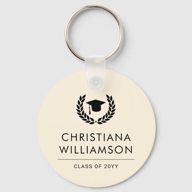 Personalised School and College Graduation Elegant Key Ring (Front)