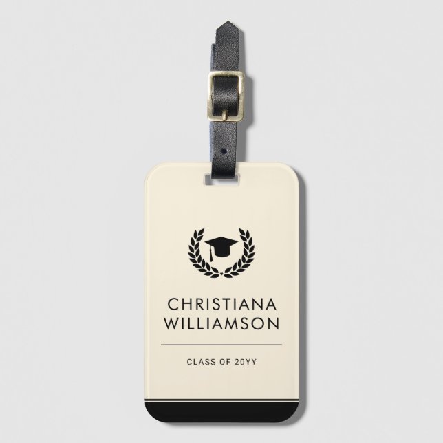 Personalised School and College Graduation Elegant Luggage Tag (Front Vertical)