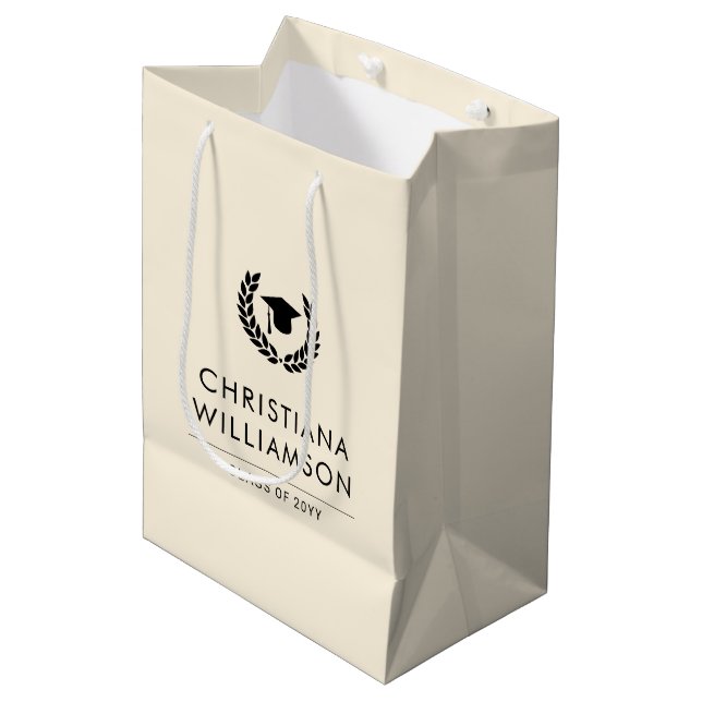 Personalised School and College Graduation Elegant Medium Gift Bag (Front Angled)