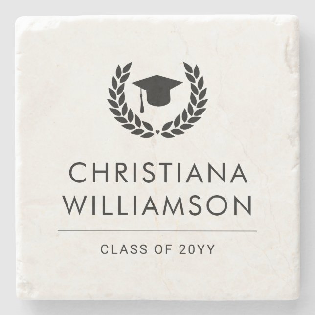 Personalised School and College Graduation Elegant Stone Coaster (Front)