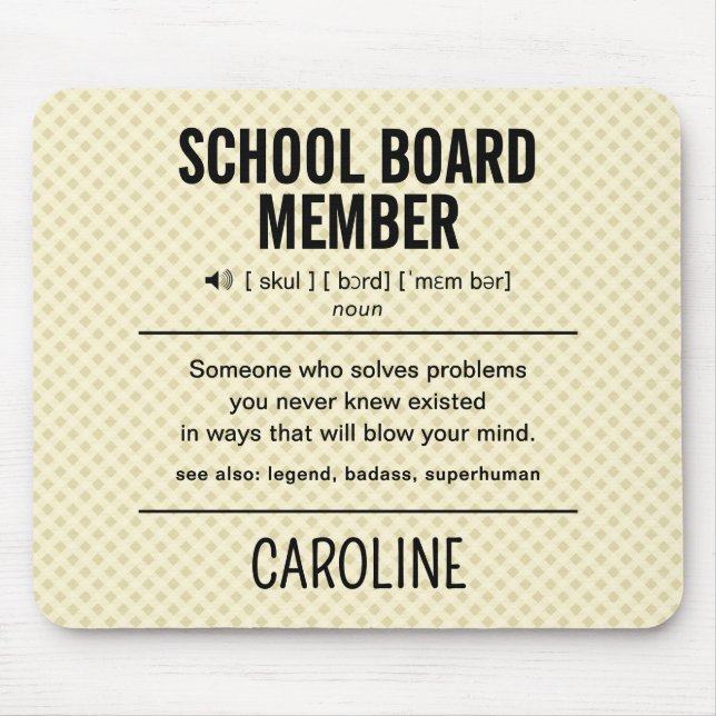 Personalised School Board Member Funny Mouse Pad (Front)