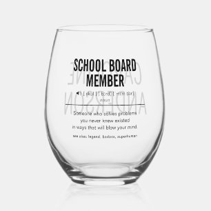 Personalised School Board Member Funny Stemless Wine Glass