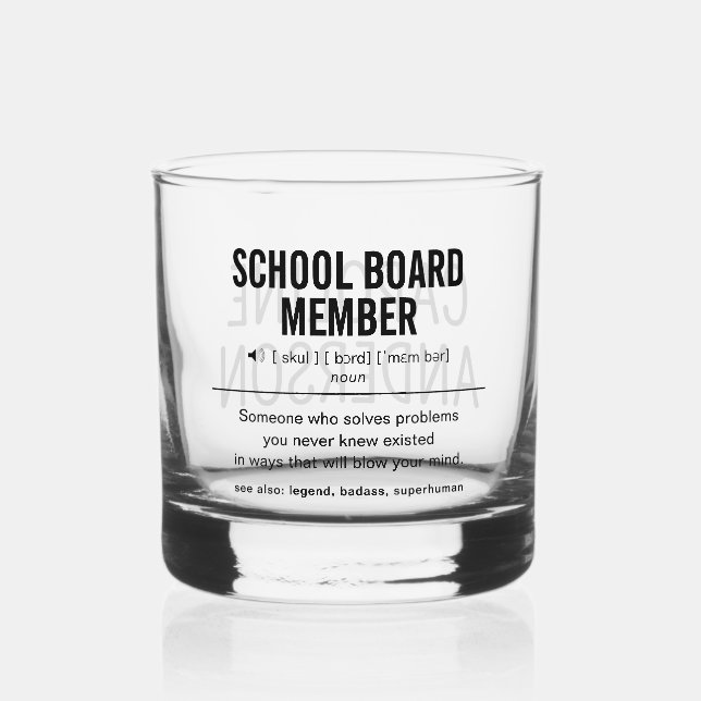 Personalised School Board Member Funny Whiskey Glass (Front)