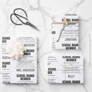 Personalised School Board Member Funny Wrapping Paper Sheet