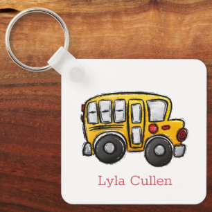 Personalised School Bus Backpack/ Emergency Info  Key Ring