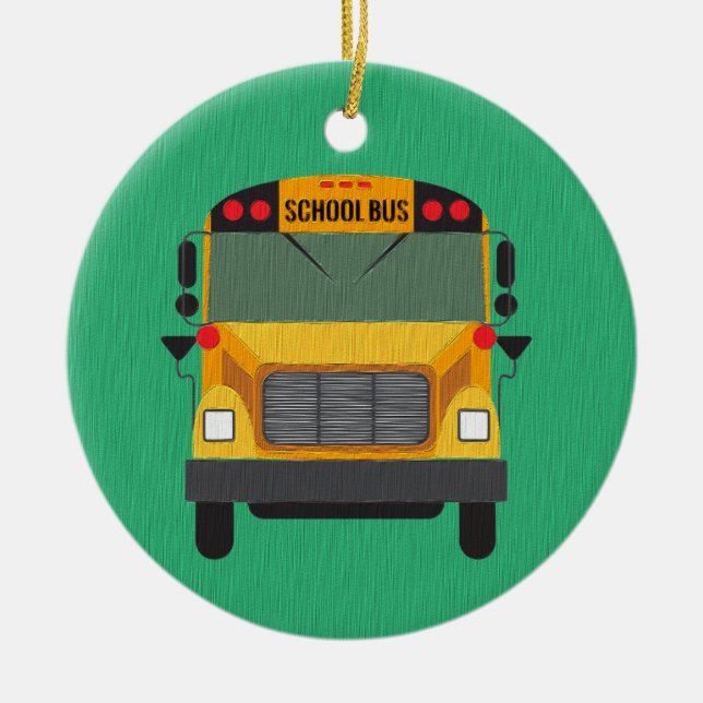 Personalised School Bus / Bus Driver Gift Ornament (Front)