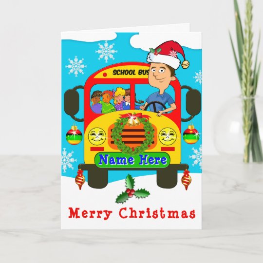 personalised-school-bus-driver-christmas-cards-zazzle-au