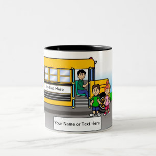 Personalised School Bus Driver - Male Cartoon Two-Tone Coffee Mug