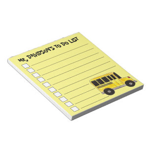 Personalised School Bus Driver Teacher Yellow Bus Notepad