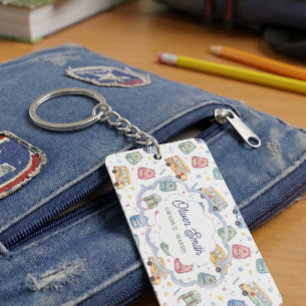 Personalised School Bus Keychain, Kids Name & Grad Key Ring