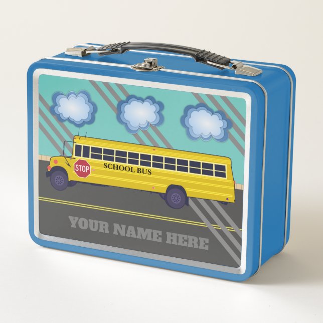 Personalised School Bus Metal Lunchbox (Front)