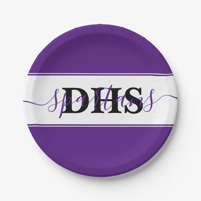 Personalised school colorblock  paper plate (Front)