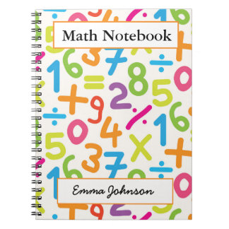 Personalised School Colourful Numbers Math  Notebook