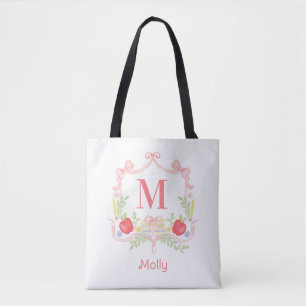 Personalised School Crest Monogram Tote Bag