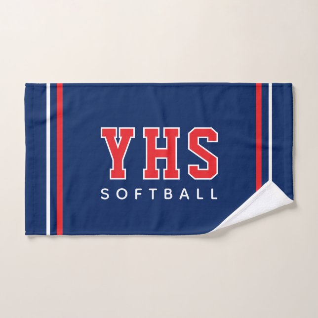 Personalised School Initials Softball Sport Team Hand Towel (Hand Towel)