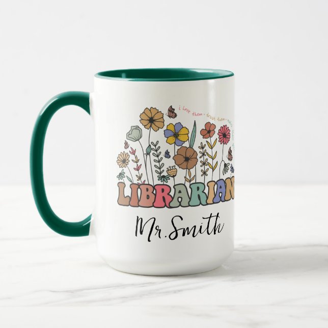Personalised School Librarian Day | Custom Name  Mug (Left)
